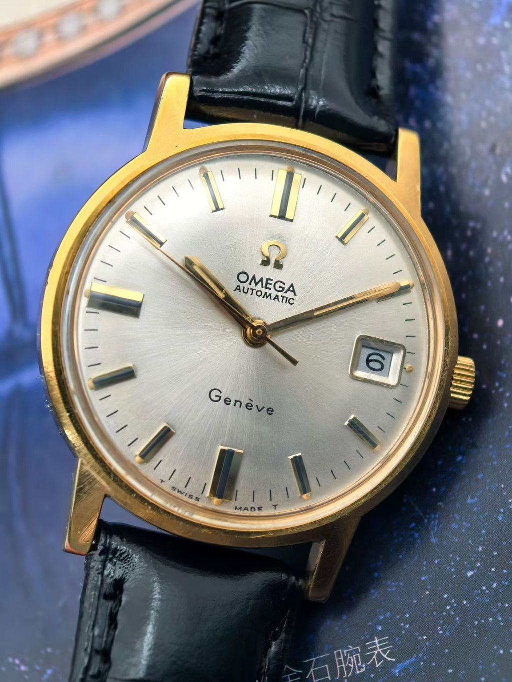 Swiss Vintage Omega Genève Automatic Men's Watch Cal. 565 Date 24 Jewels 20 Microns Gold Filled Case 35mm 616-4200
