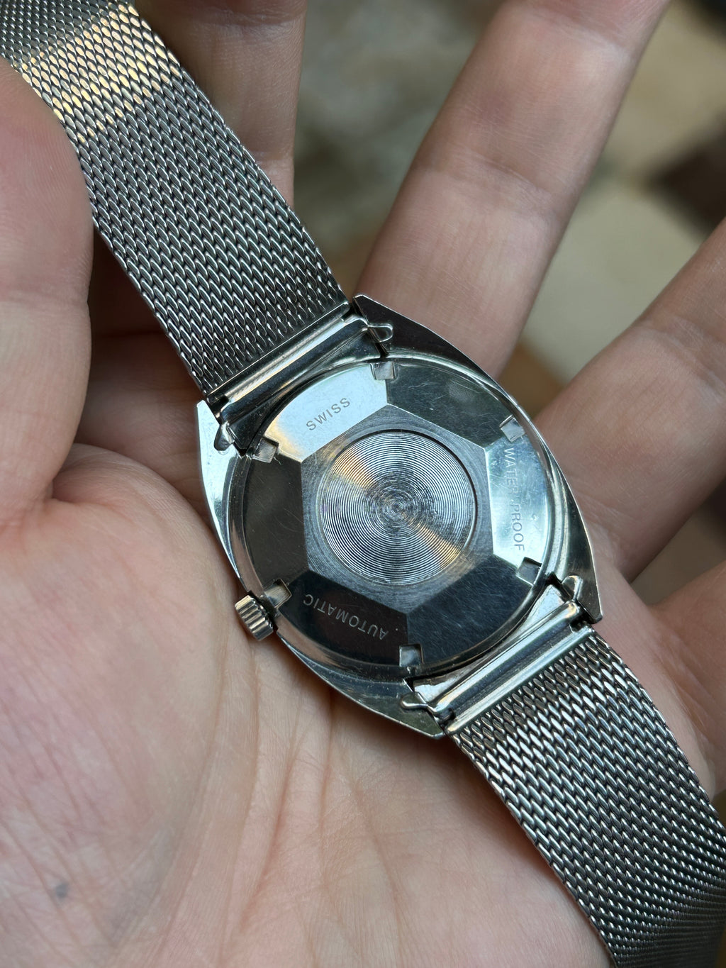 Swiss Technos Sky Light Automatic Watch 25 Jewels Date Black Dial Vintage Men's Watch 554-1400