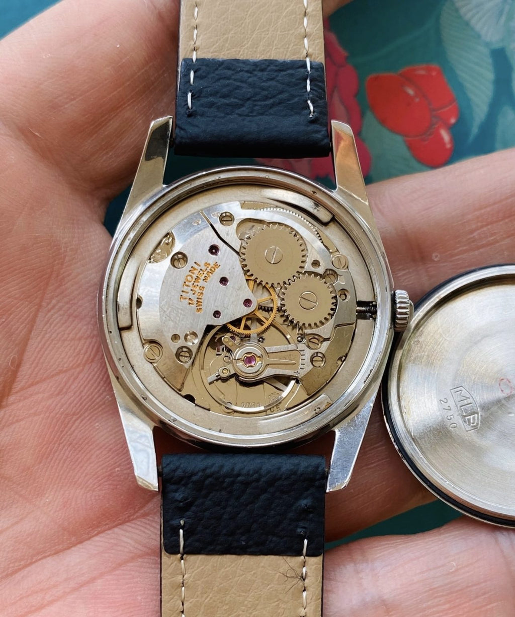 Swiss Titoni Vintage Manual Wind Mens' Watch 34.5mm ETA2750 17 Jewels 037-0230