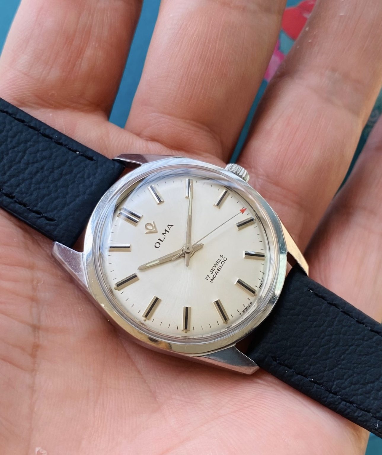 OLMA Vintage Manual-Winding Mens' Swiss Watch 34mm ETA2750 SKU.038-0180