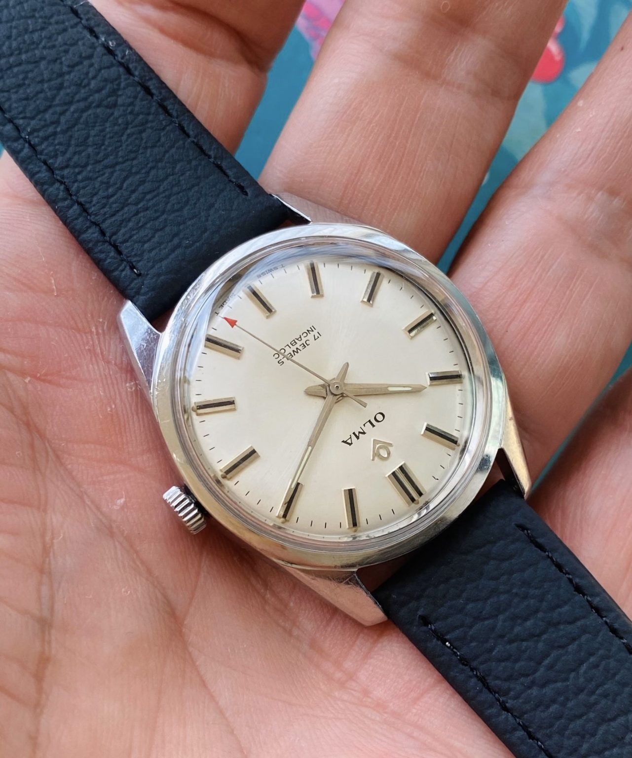 OLMA Vintage Manual-Winding Mens' Swiss Watch 34mm ETA2750 SKU.038-0180