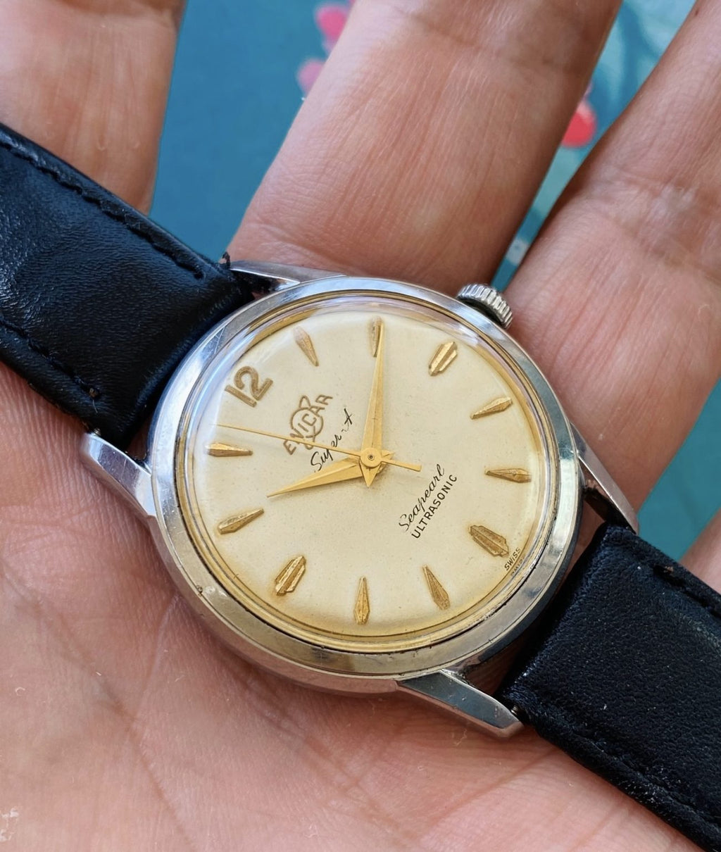 Swiss Vintage Enicar Seapearl Ultrasonic Manual Wind Watch 34.5mm 052-0240