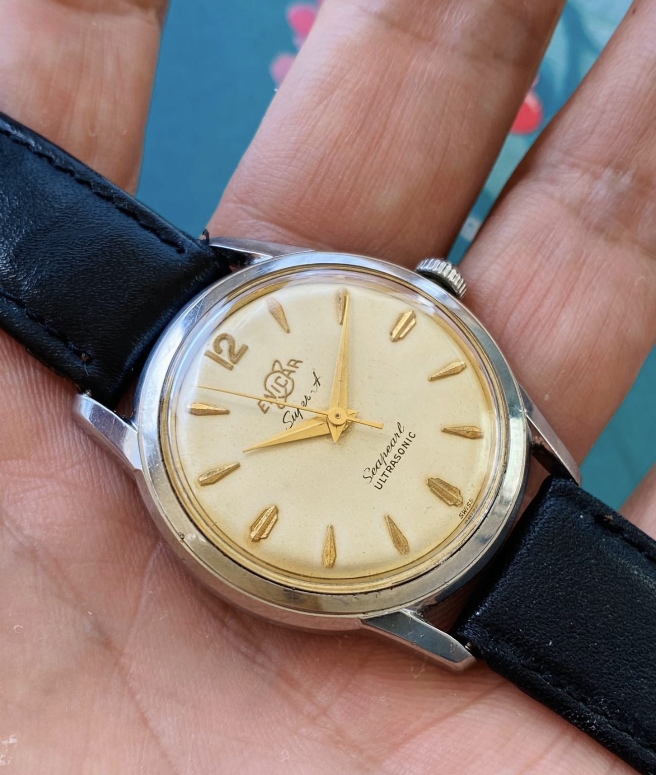 Swiss Vintage Enicar Seapearl Ultrasonic Manual Wind Watch 34.5mm 052-0240