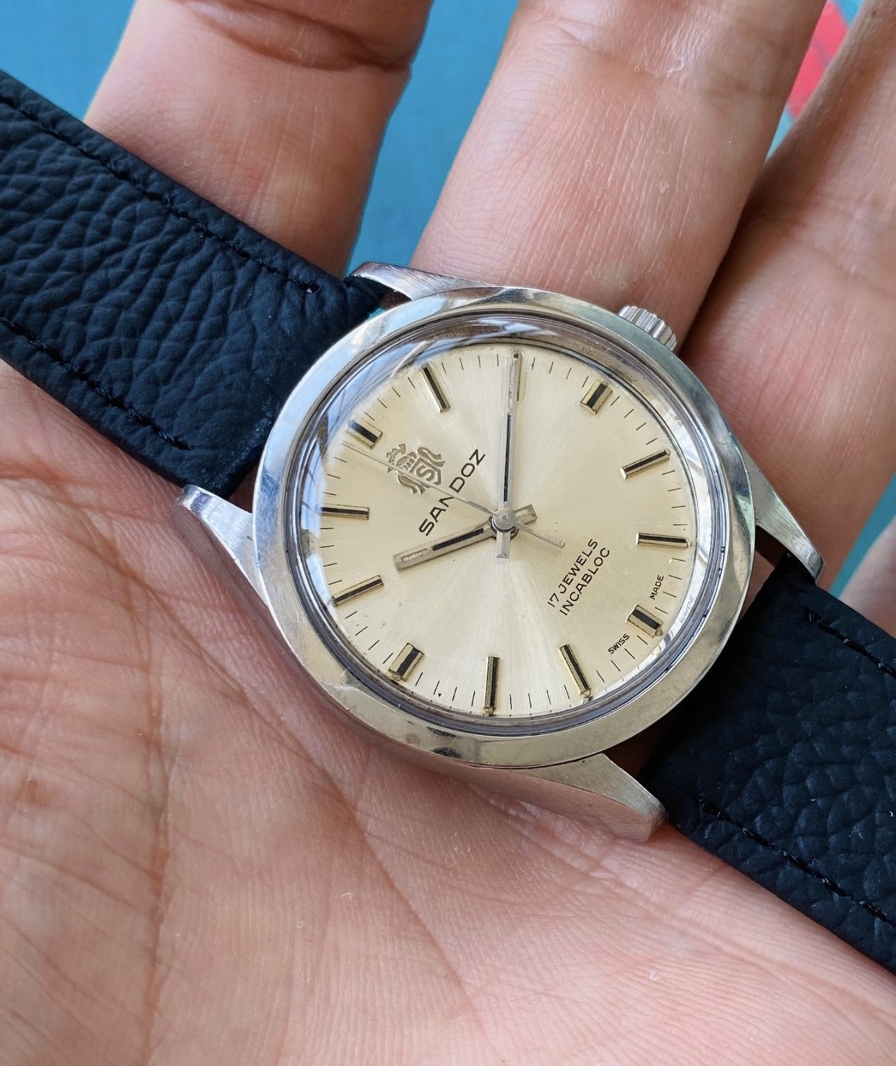 Vintage Swiss Sandoz Hand-Winding Watch ETA 2750 35mm Circa 1970s SKU.076-0200