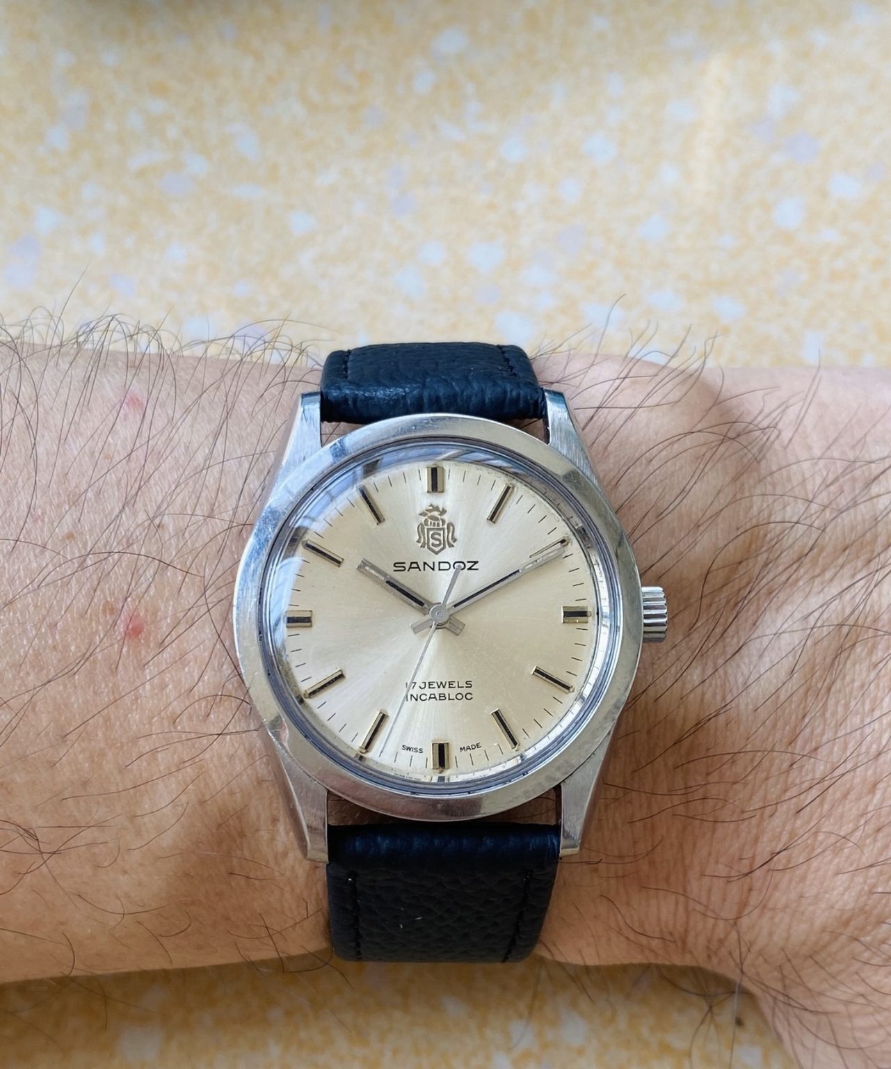 Vintage Swiss Sandoz Hand-Winding Watch ETA 2750 35mm Circa 1970s SKU.076-0200