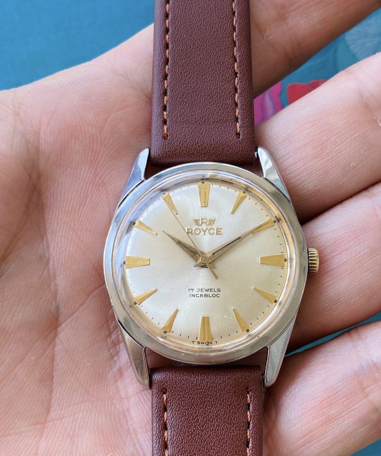 Royce Swiss Hand-Wound Watch ETA 2391 17Jewels 34mm Vintage 1950s SKU.078-0150