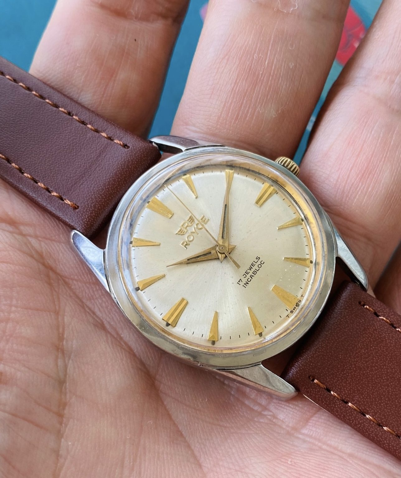 Royce Swiss Hand-Wound Watch ETA 2391 17Jewels 34mm Vintage 1950s SKU.078-0150