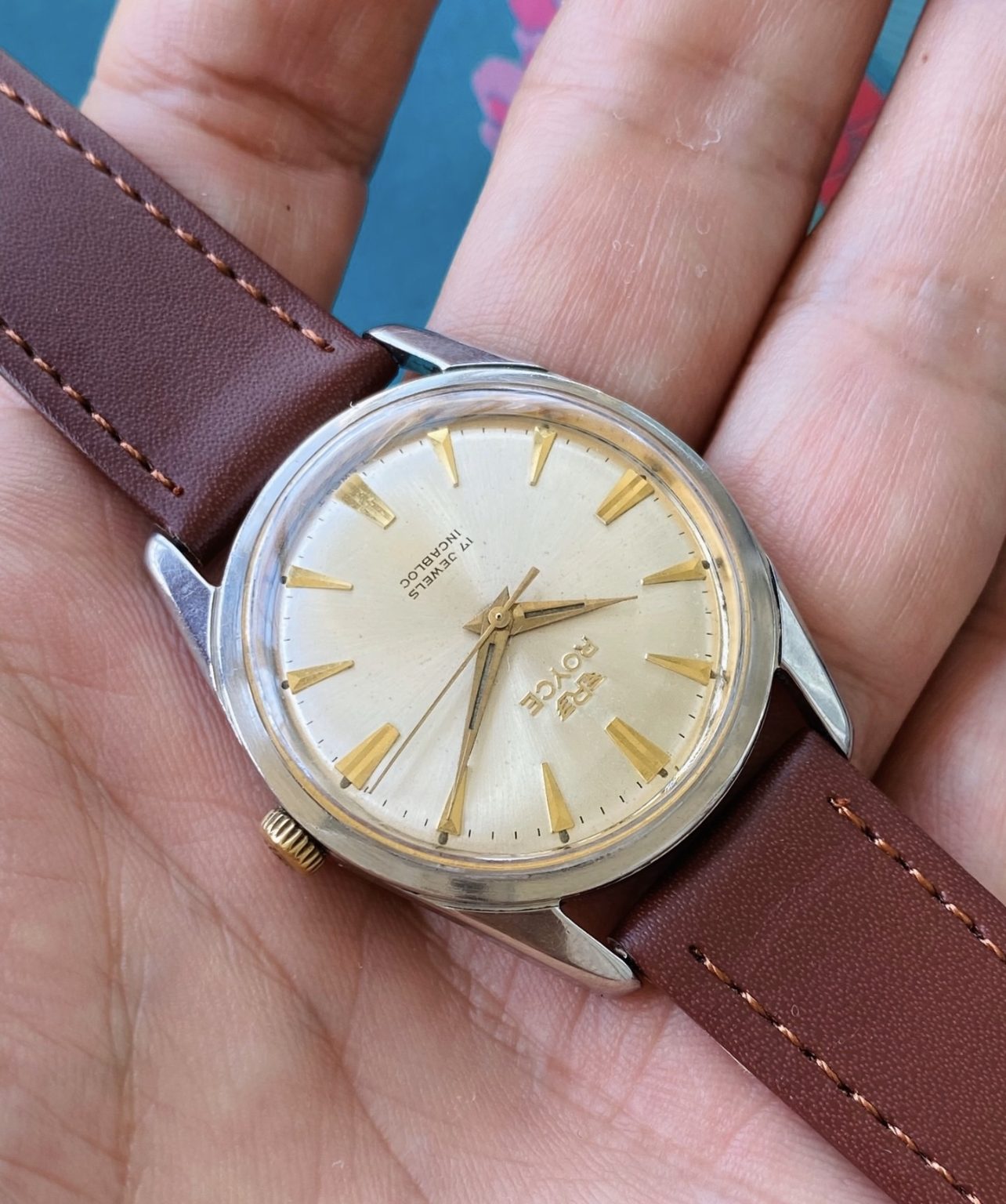 Royce Swiss Hand-Wound Watch ETA 2391 17Jewels 34mm Vintage 1950s SKU.078-0150