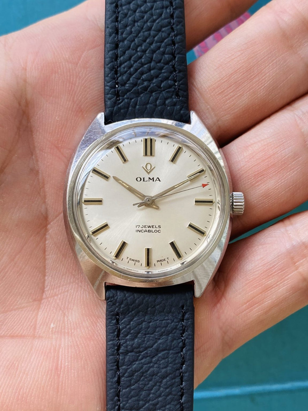 OLMA Vintage Manual-Winding Mens' Swiss Watch 35mm 17 Jewels SKU.090-0170