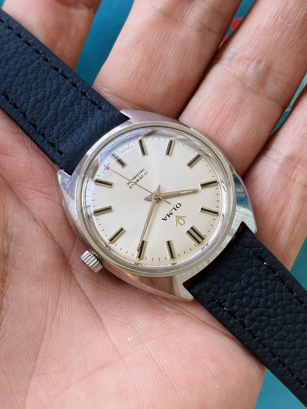 OLMA Vintage Manual-Winding Mens' Swiss Watch 35mm 17 Jewels SKU.090-0170