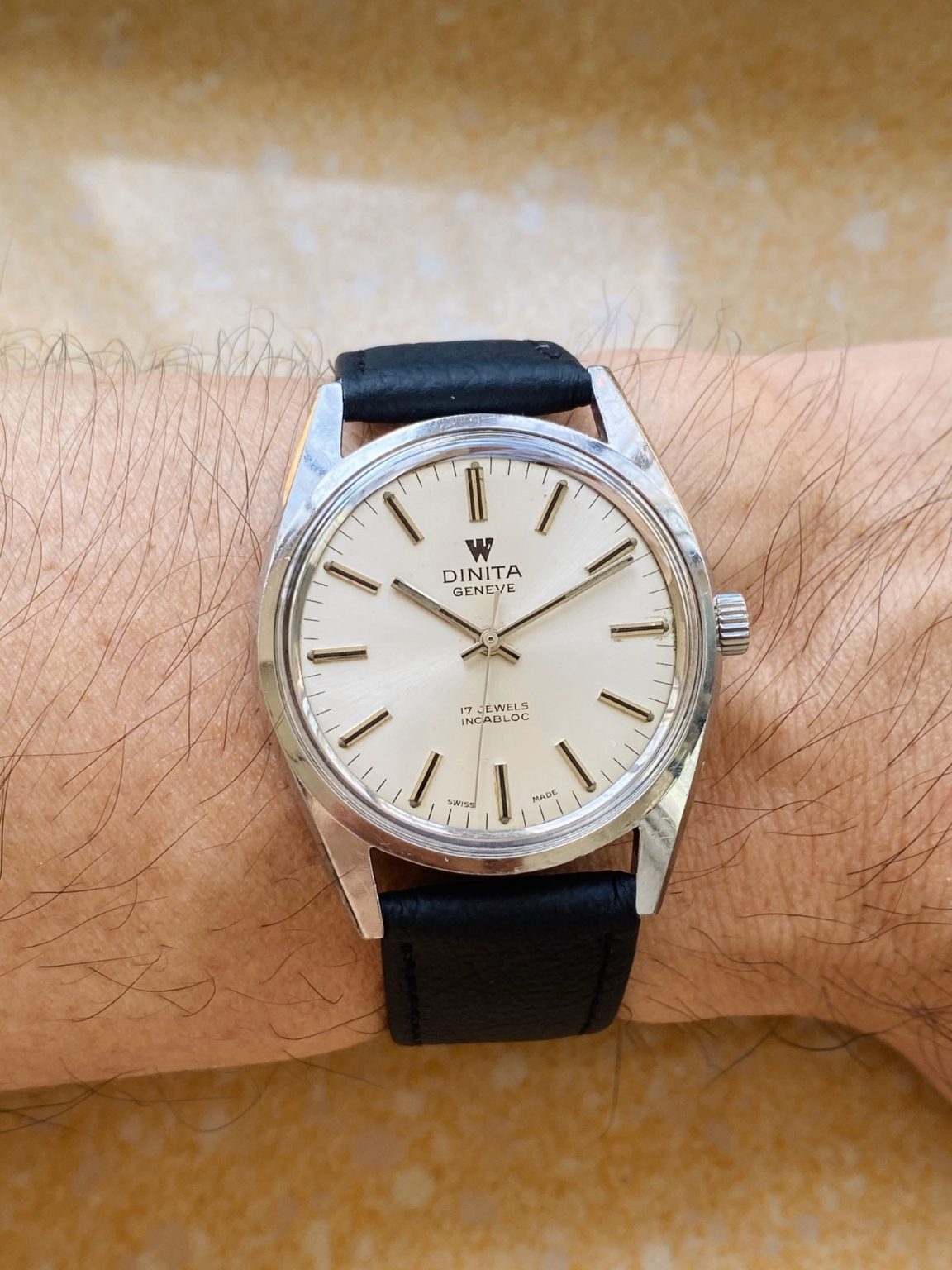 Swiss Made Vintage DINITA Manual Wind Watch ETA2750 17 Jewels 36mm 099-0180