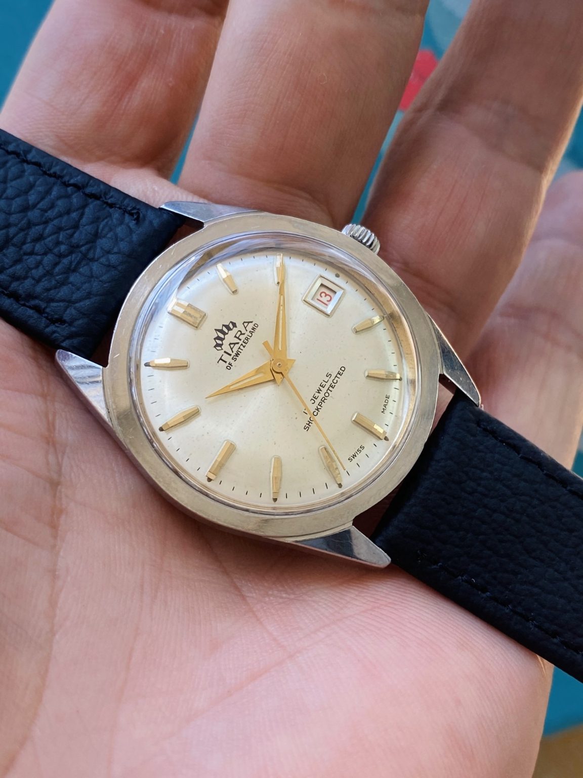 Swiss Made Rare Vintage TIARA Men's Manual Wind Watch ETA2409 36mm 158-0268