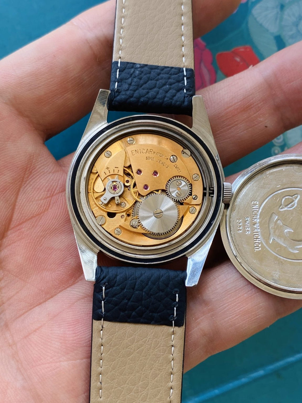 Enicar Vintage Ocean Pearl AR-140 Manual-Winding Swiss Watch 36mm 124-0268