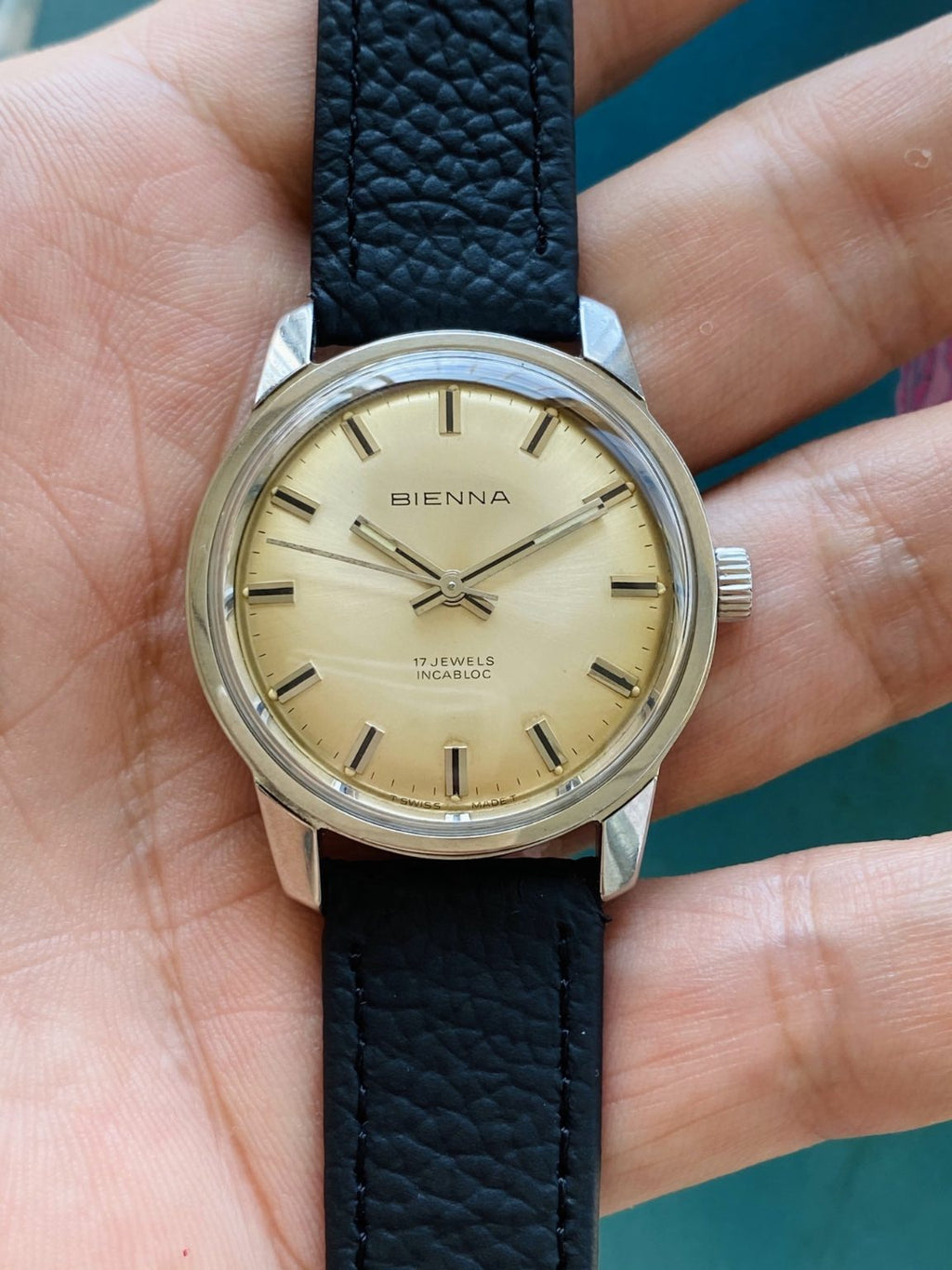 Swiss Vintage BIENNA Manual Winding Watch ETA2750 17 Jewels 34mm 171-0180