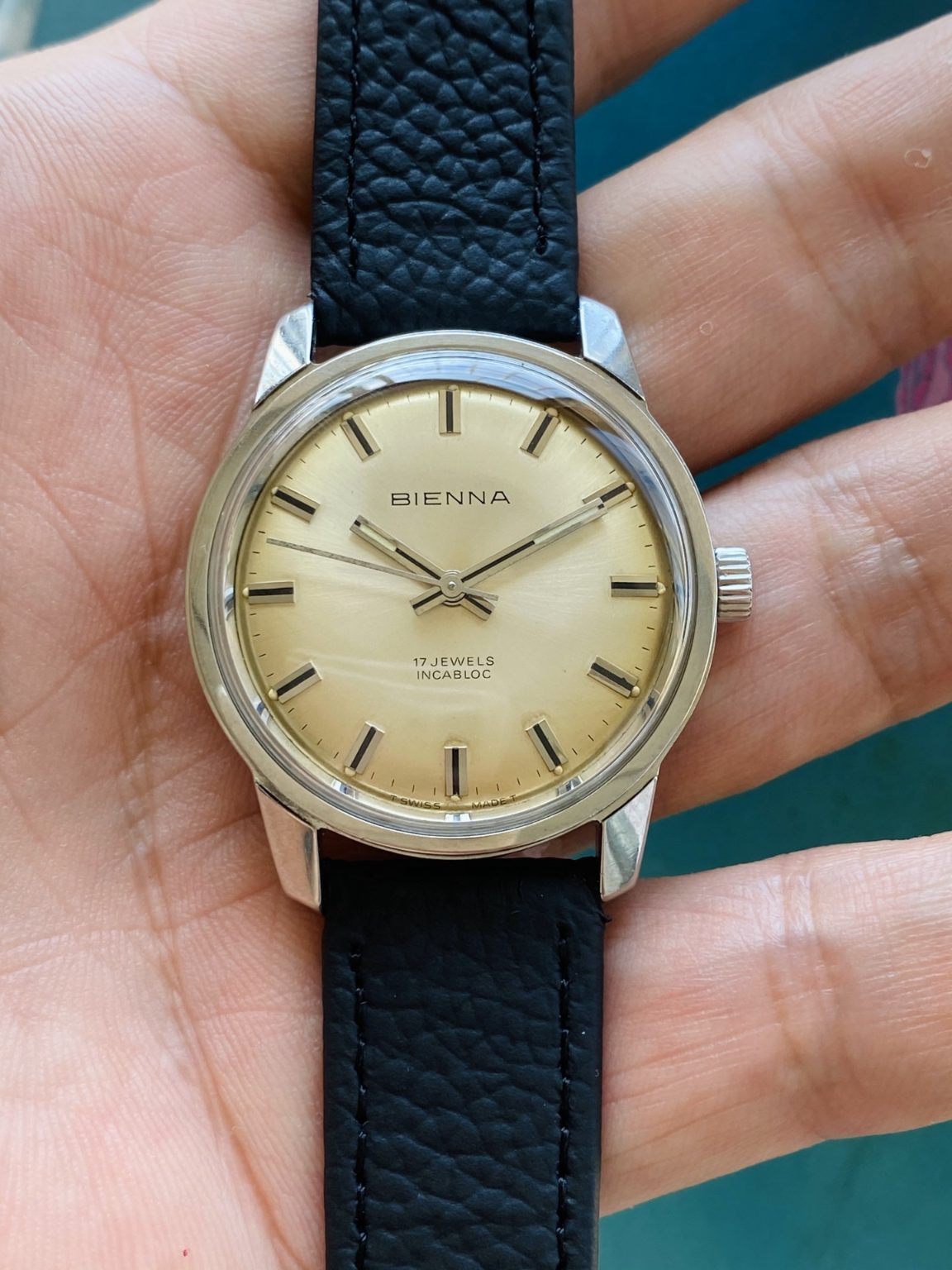 Swiss Vintage BIENNA Manual Winding Watch ETA2750 17 Jewels 34mm 171-0180