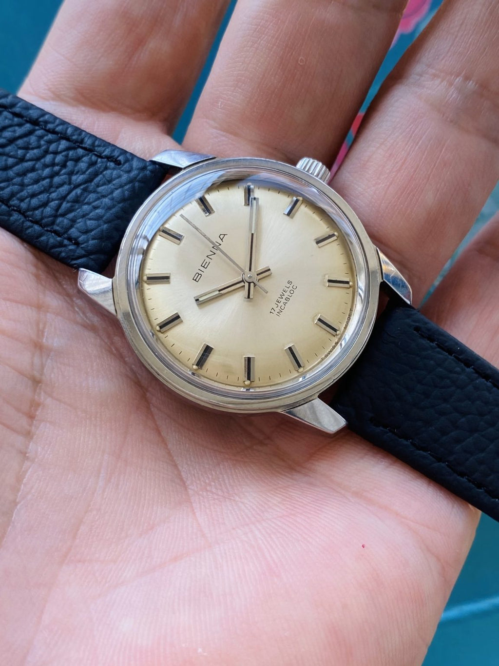 Swiss Vintage BIENNA Manual Winding Watch ETA2750 17 Jewels 34mm 171-0180