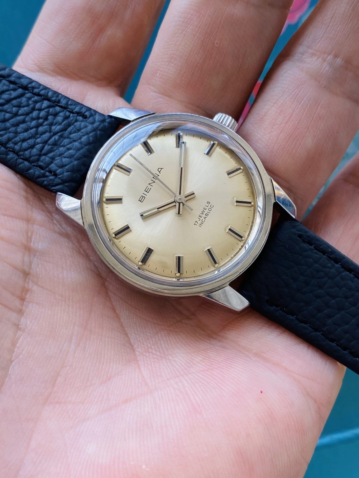 Swiss Vintage BIENNA Manual Winding Watch ETA2750 17 Jewels 34mm 171-0180