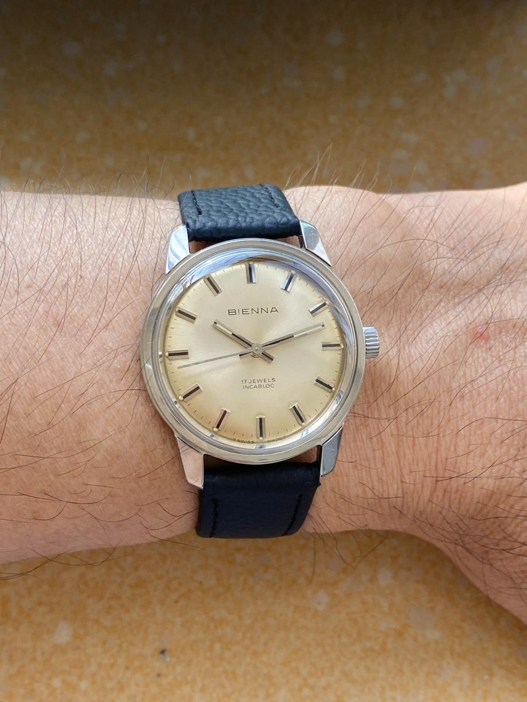 Swiss Vintage BIENNA Manual Winding Watch ETA2750 17 Jewels 34mm 171-0180