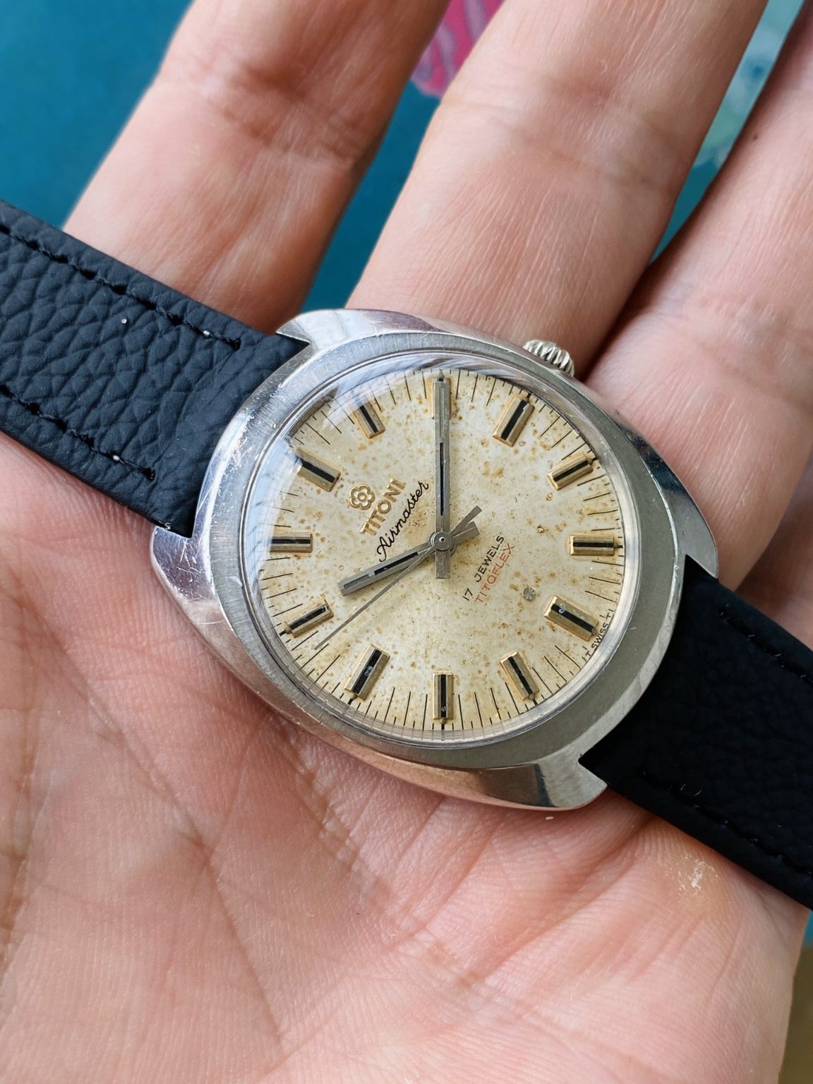 Titoni Manual-Winding Mens' Swiss Watch 34.5mm ETA2750 17 Jewels 154-0170