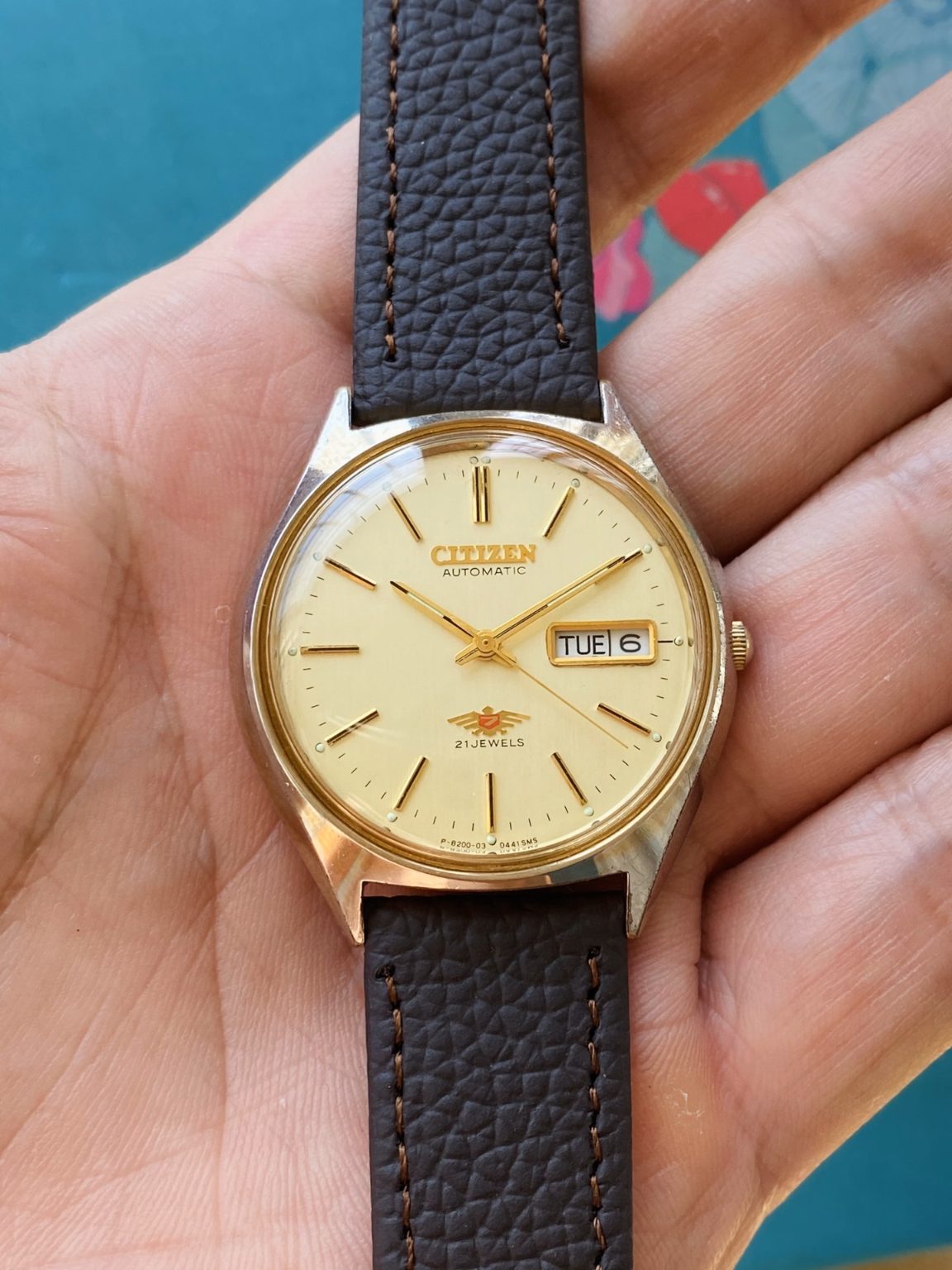 Vintage Citizen Golden Eagle Automatic Watch 8200 21Jewels 36mm 226-0120