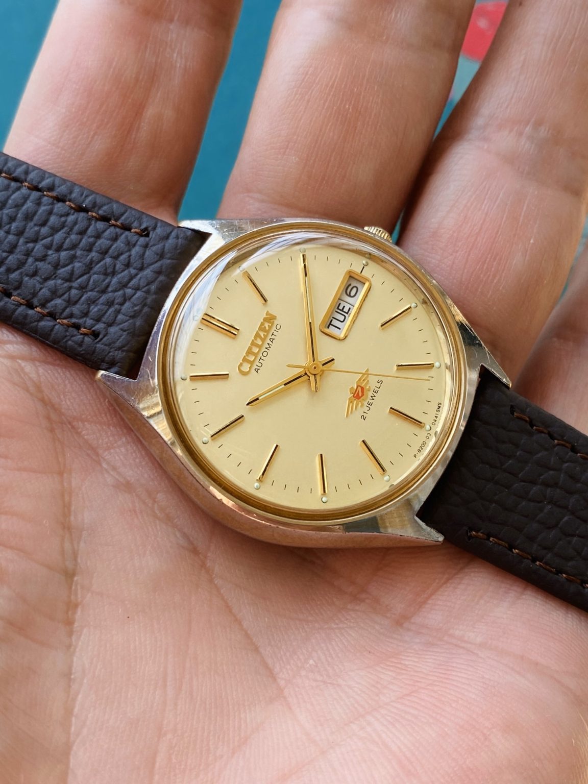 Vintage Citizen Golden Eagle Automatic Watch 8200 21Jewels 36mm 226-0120