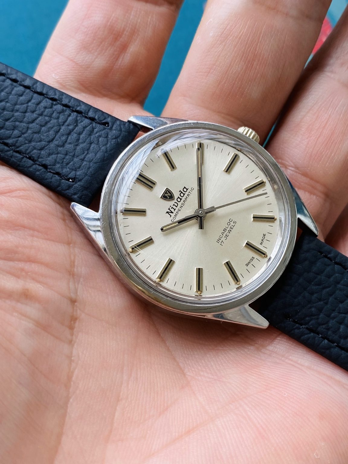 Nivada Compensamatic Vintage Manual Wind Watch ETA2750 36mm 1970s 177-0198