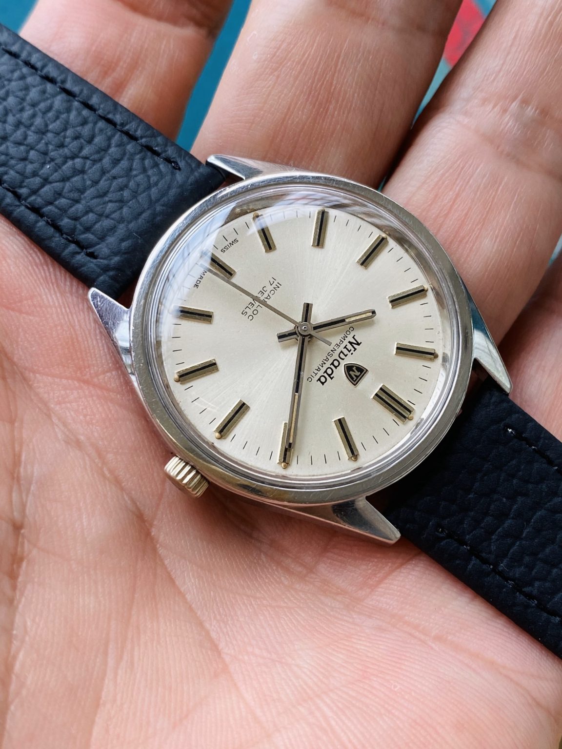 Nivada Compensamatic Vintage Manual Wind Watch ETA2750 36mm 1970s 177-0198