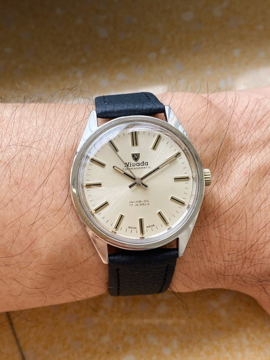 Nivada Compensamatic Vintage Manual Wind Watch ETA2750 36mm 1970s 177-0198