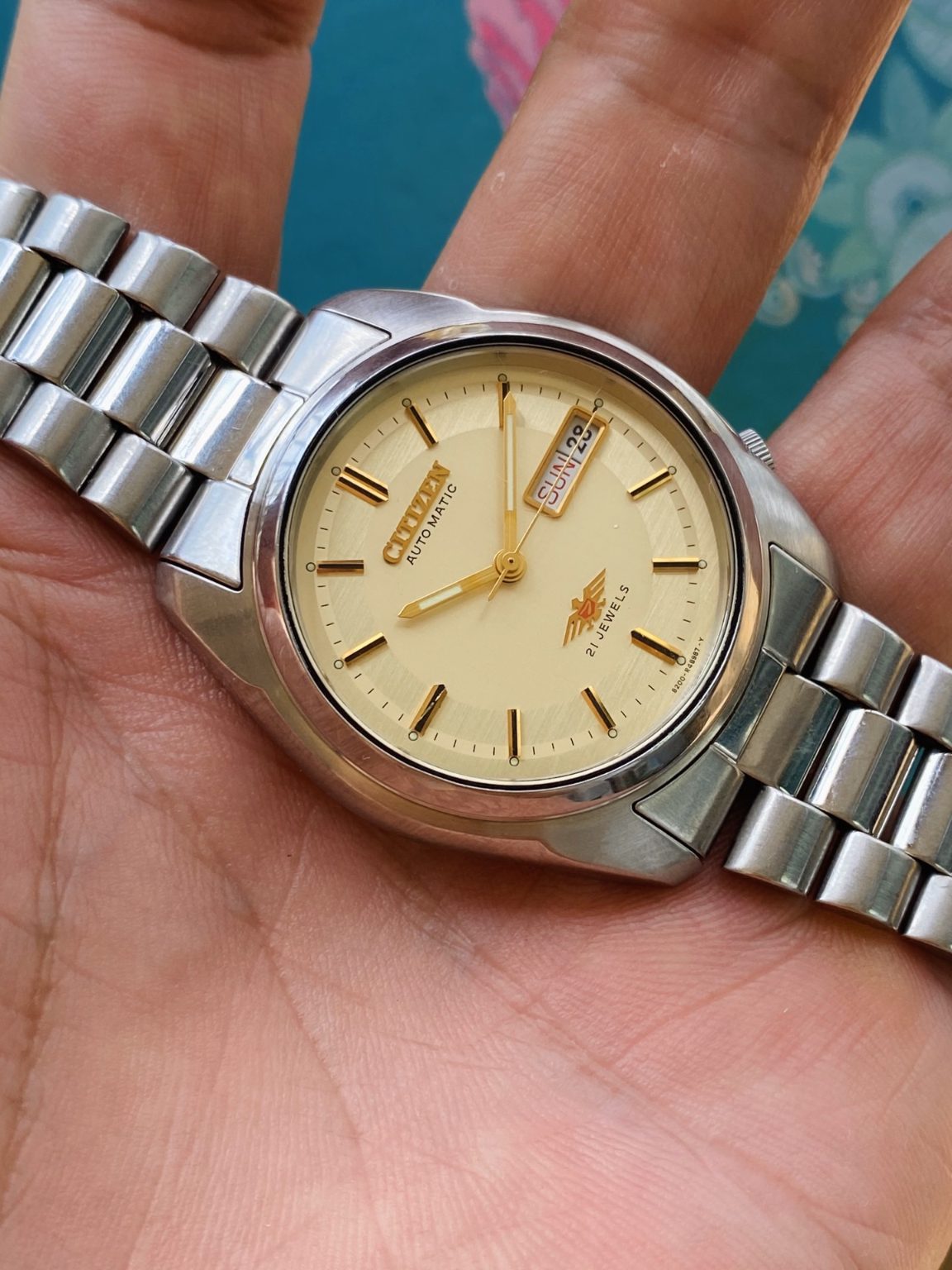 Vintage Citizen Golden Eagle Automatic Watch 8200 21Jewels 36.5mm 182-0198