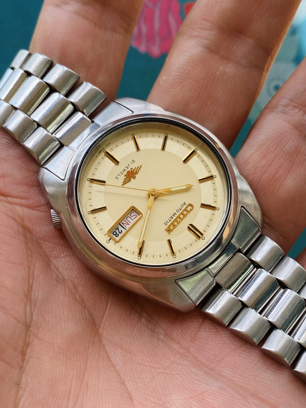 Vintage Citizen Golden Eagle Automatic Watch 8200 21Jewels 36.5mm 182-0198