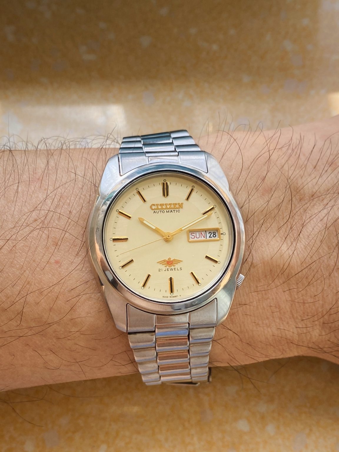 Vintage Citizen Golden Eagle Automatic Watch 8200 21Jewels 36.5mm 182-0198