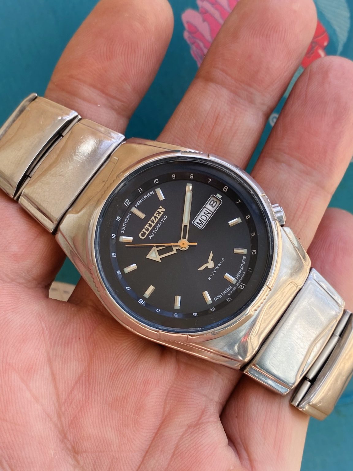 Rare Citizen Men's Automatic Day Date Watch 38mm 8200 21Jewels 229-0178