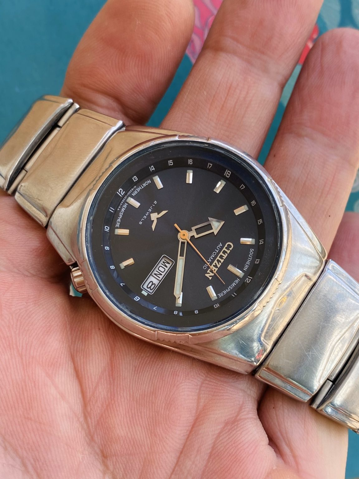 Rare Citizen Men's Automatic Day Date Watch 38mm 8200 21Jewels 229-0178