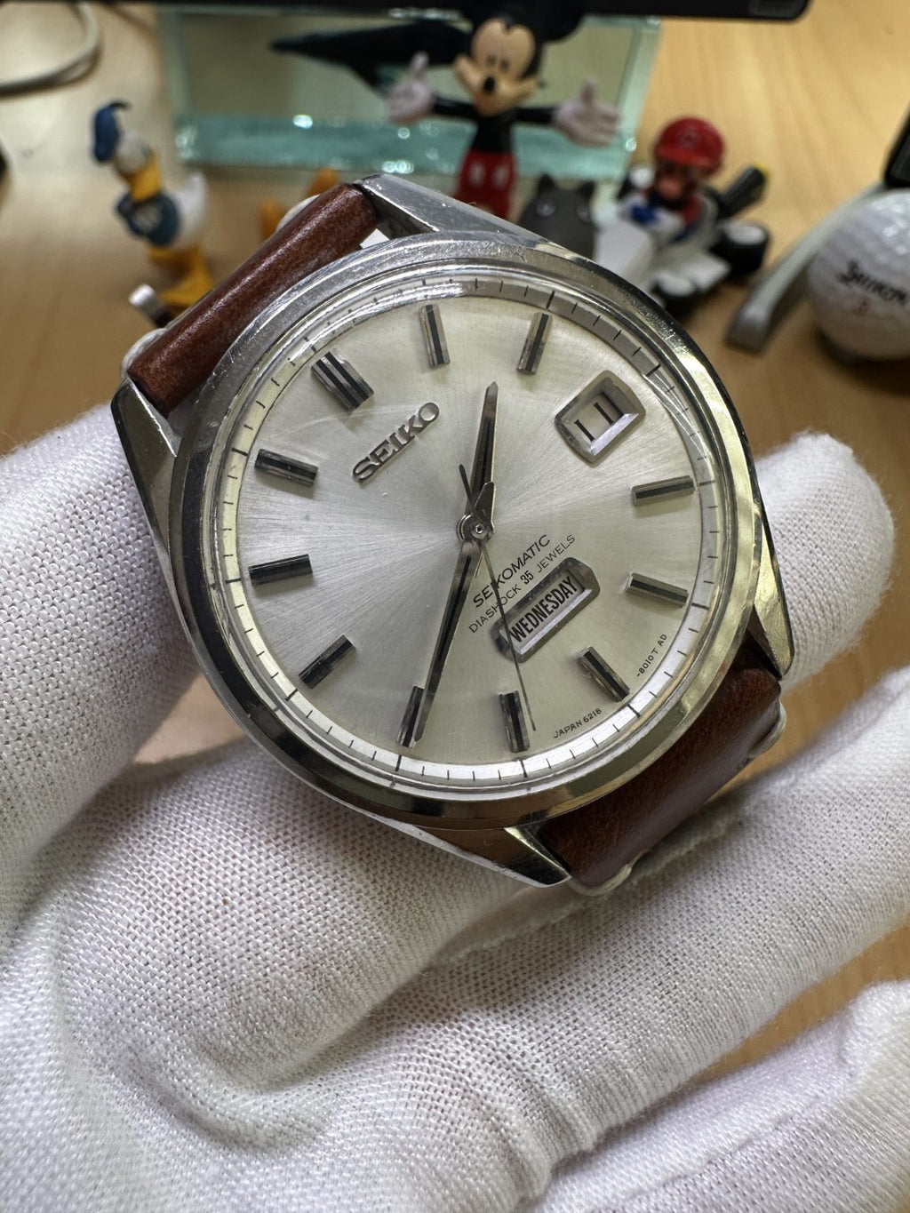 Seiko Seikomatic DIASHOCK 35 Jewels 6218-8010 Day Date Automatic Watch 136-0680