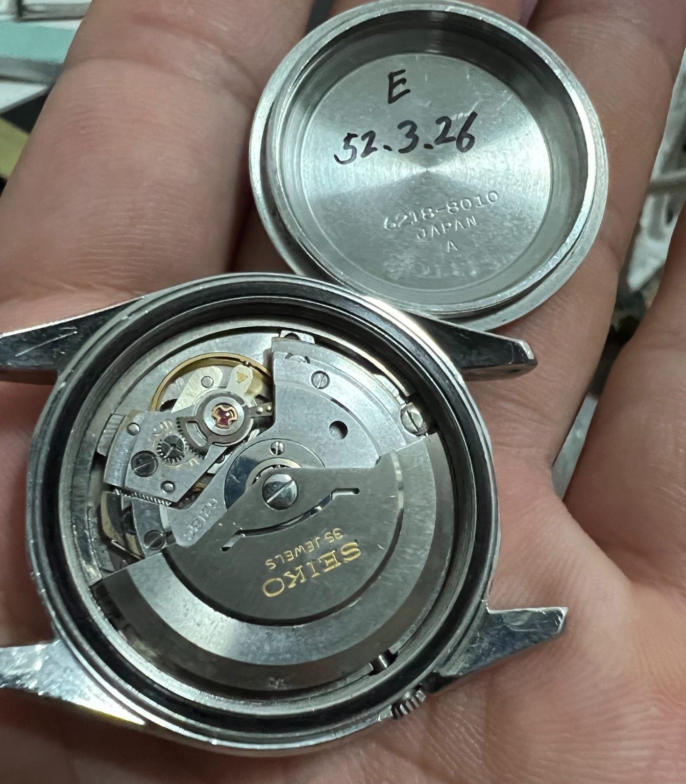 Seiko Seikomatic DIASHOCK 35 Jewels 6218-8010 Day Date Automatic Watch 136-0680