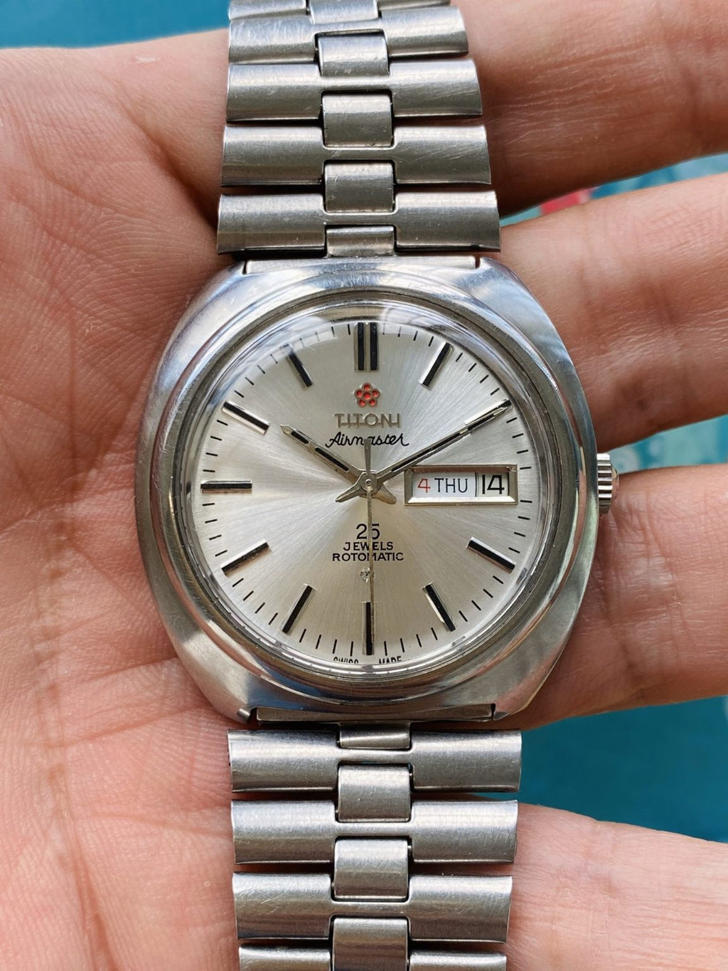 Swiss Made Titoni Airmaster Day Date Automatic Watch 37.5mm 25 Jewels 237-0360