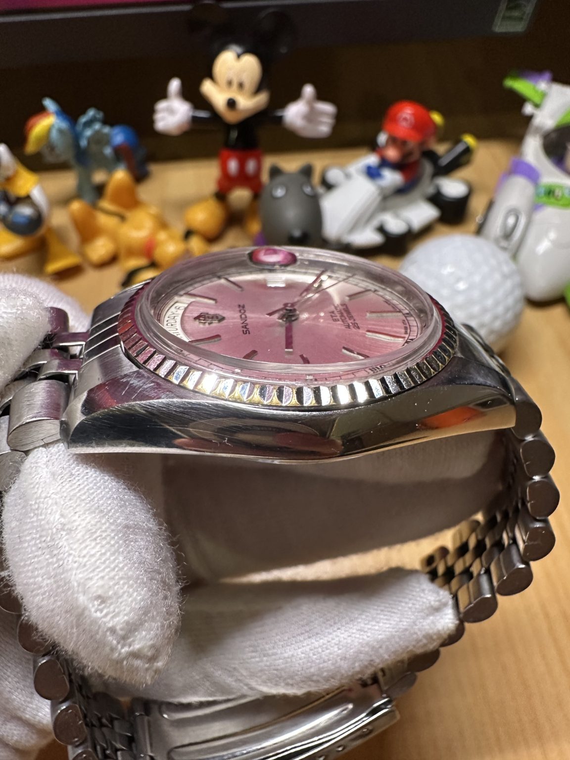 Swiss Made Sandoz Day Date President Automatic Watch 25 Jewels 35.8MM 157-0538