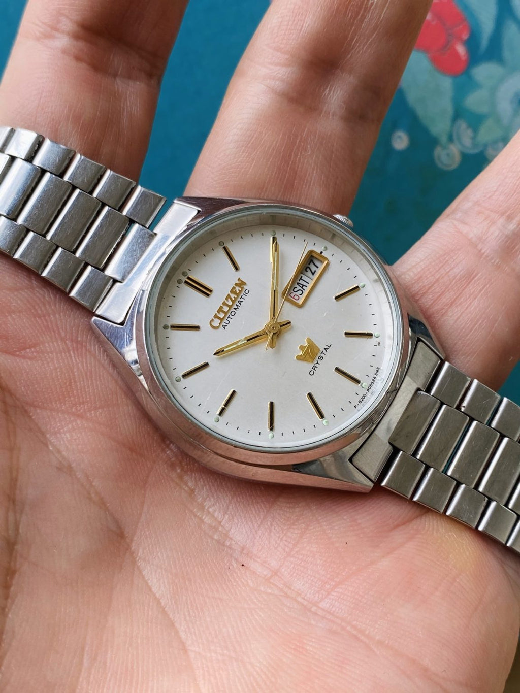 Vintage Citizen Crystal 7 Day Date Automatic Watch 8200 21Jewels 36mm 286-0160