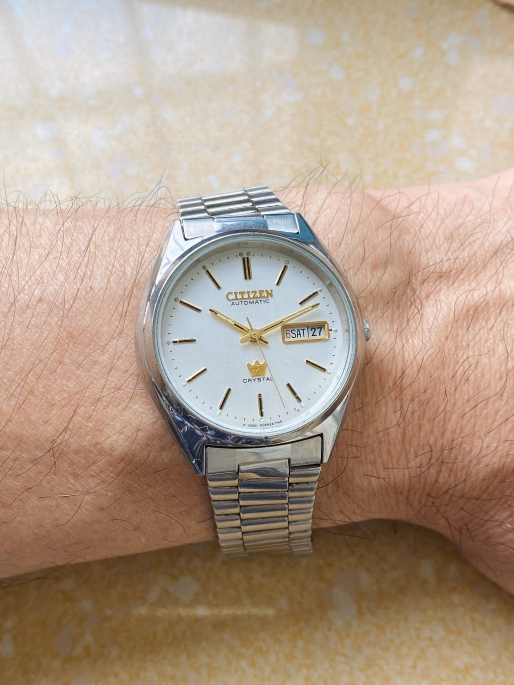 Vintage Citizen Crystal 7 Day Date Automatic Watch 8200 21Jewels 36mm 286-0160