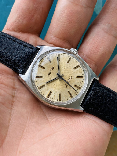 France Made HERMA Vintage Manual-Winding Mens' Watch 34.5mm 17 Jewels 257-0100