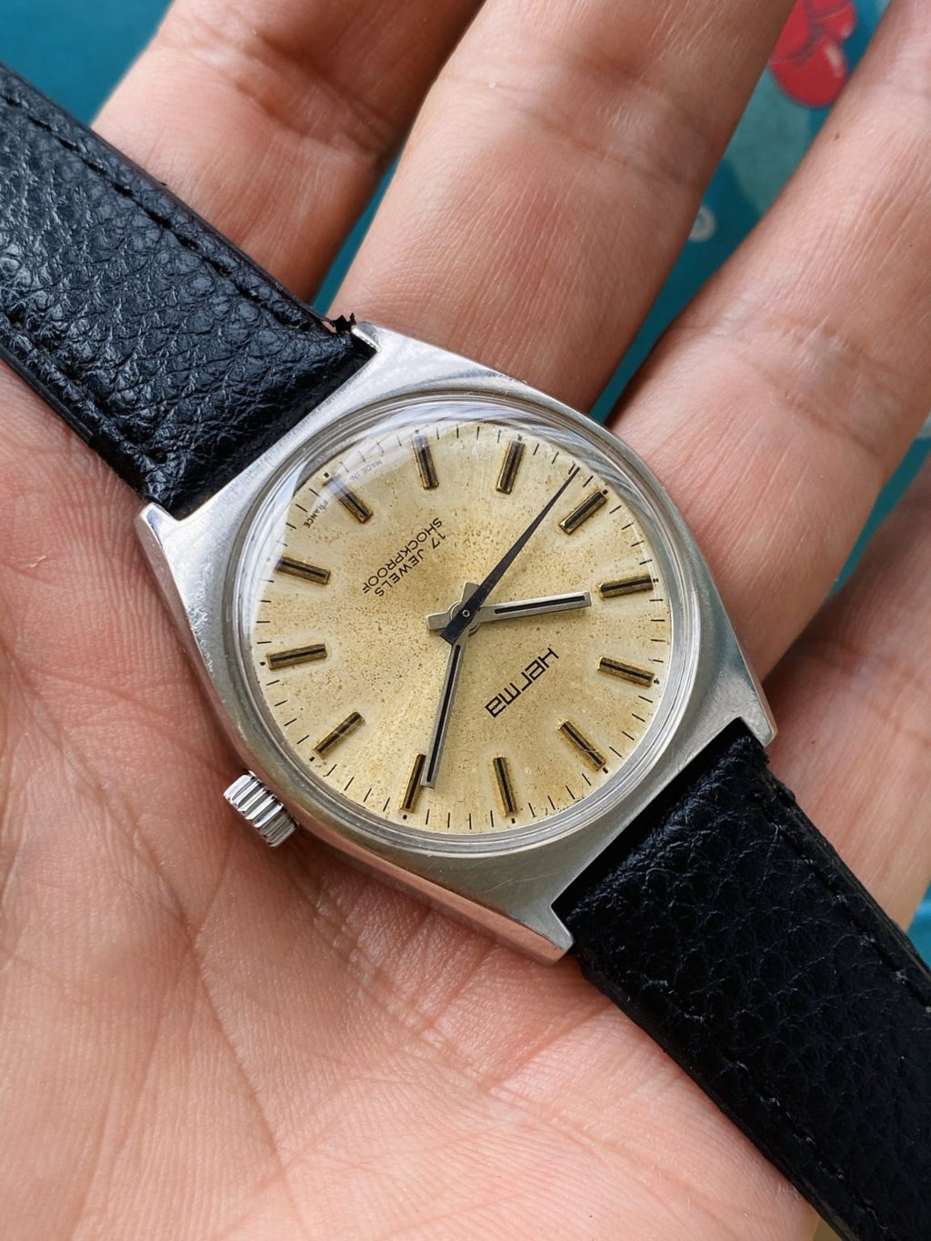 France Made HERMA Vintage Manual-Winding Mens' Watch 34.5mm 17 Jewels 257-0100