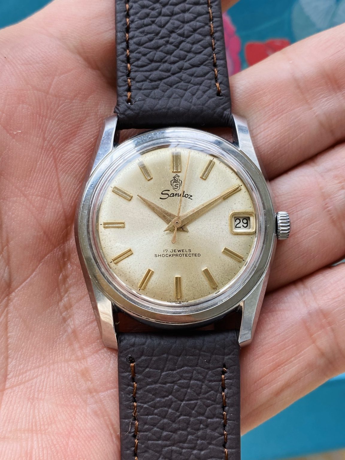 Swiss Made Sandoz Manual Wind Watch 17 Jewels 34.5MM 256-0198