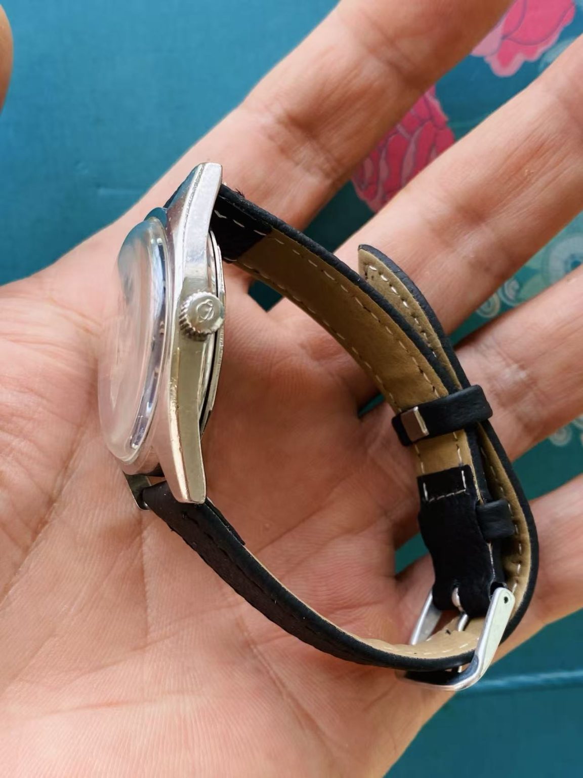 Enicar Manual-Winding Watch AR-160 Rare Blue Dial 35.8mm 17 Jewels 255-0210