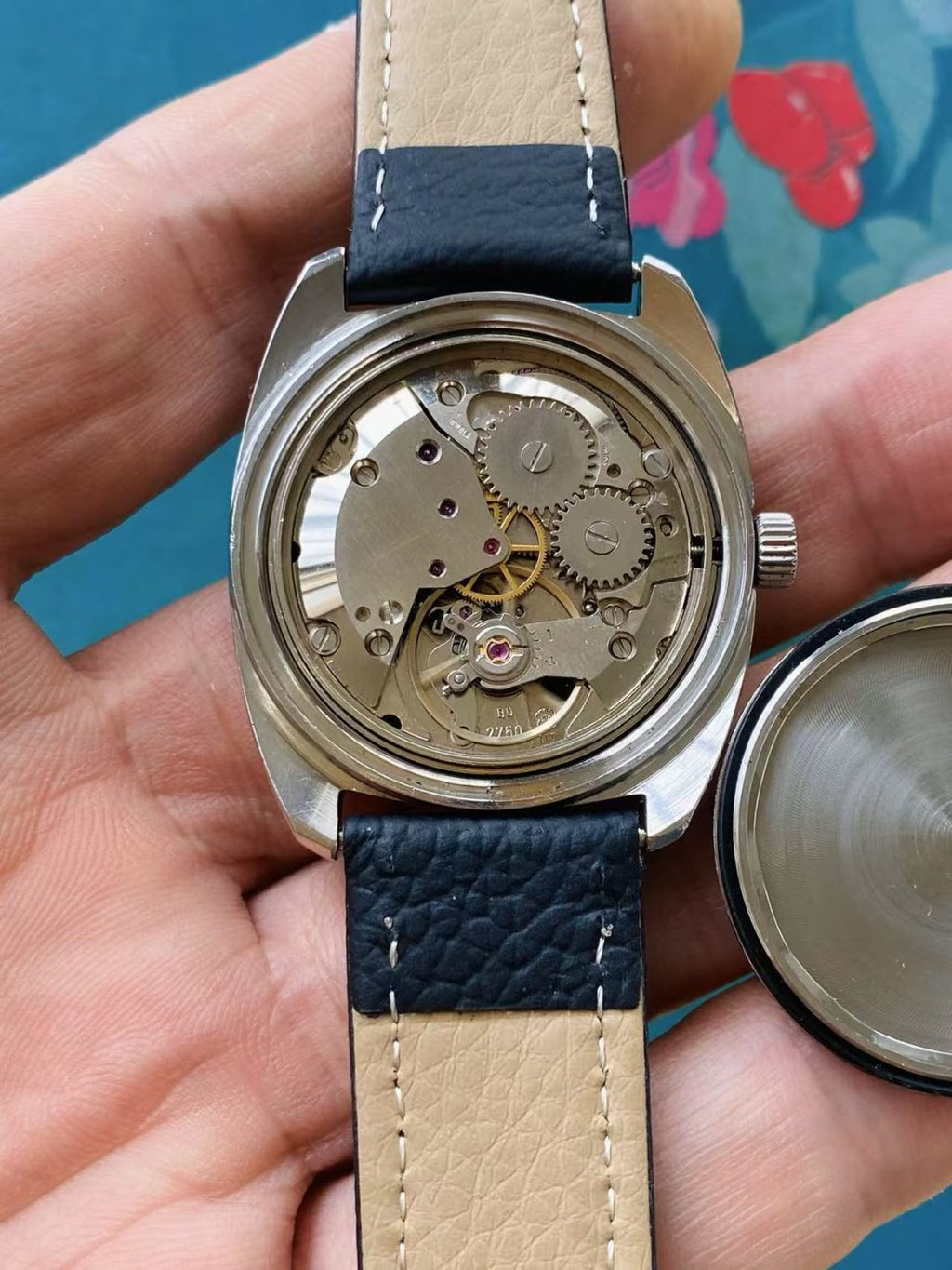 REVUE Manual Wind Mens' Swiss Watch Black Dial 34mm ETA 2750 17 Jewels 299-0218