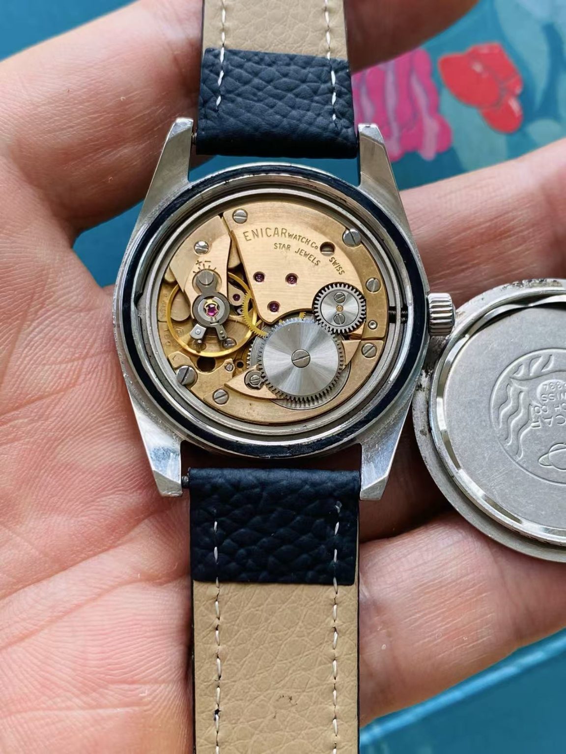 ENICAR Manual-Wind Swiss Watch Silver Domed Dial 36mm AR160 17Jewels 107-0160