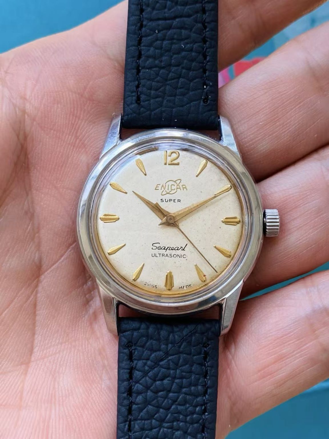 ENICAR Manual-Wind Swiss Watch 34.8mm AR1290 Finished Large 17Jewels 122-0198