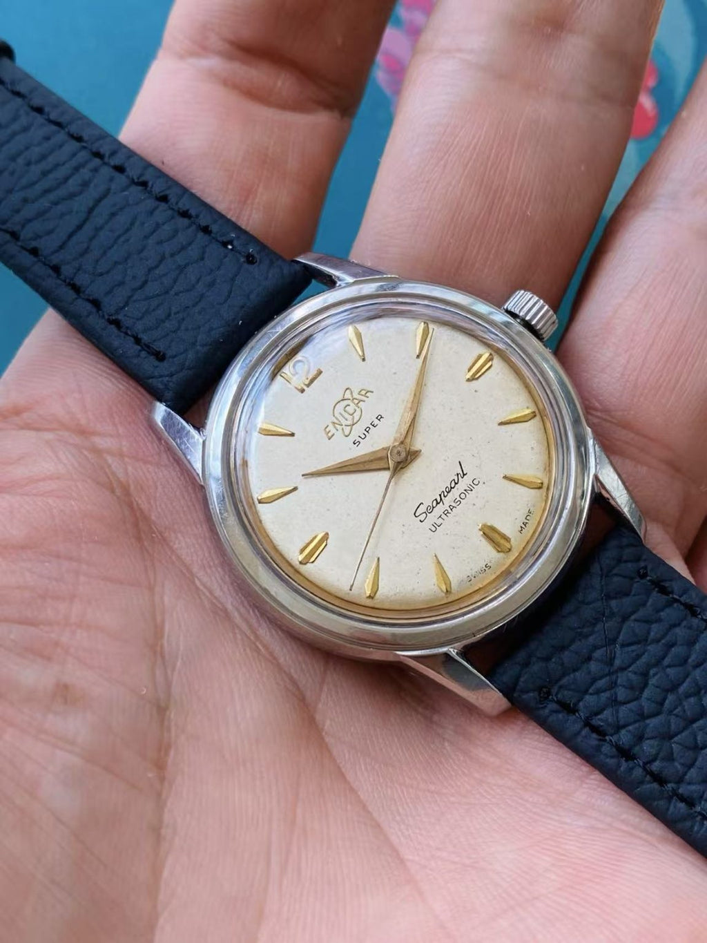 ENICAR Manual-Wind Swiss Watch 34.8mm AR1290 Finished Large 17Jewels 122-0198