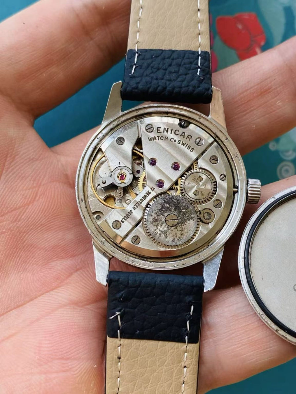 ENICAR Manual-Wind Swiss Watch 34.8mm AR1290 Finished Large 17Jewels 122-0198