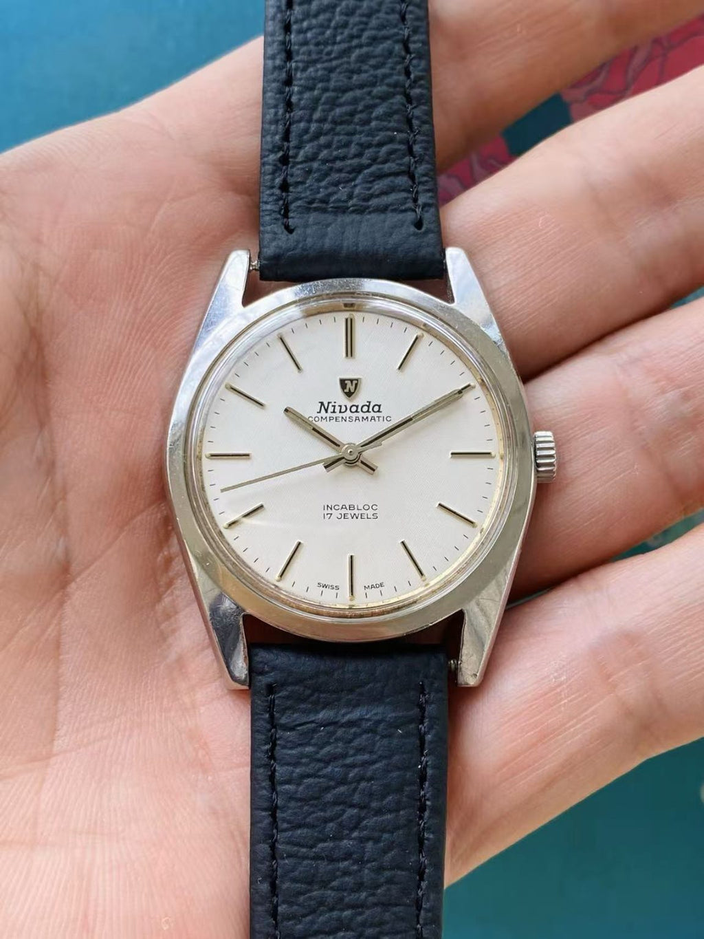 NIVADA Manual-Wind Swiss Watch Cloth Dial 35.5mm ETA2750 17Jewels 300-0178