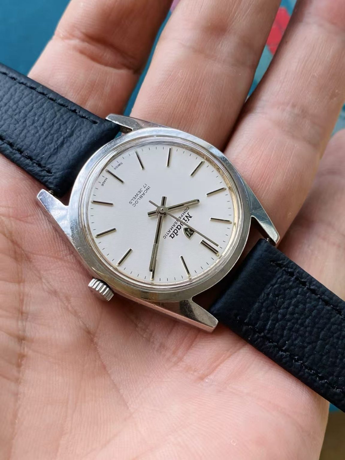 NIVADA Manual-Wind Swiss Watch Cloth Dial 35.5mm ETA2750 17Jewels 300-0178